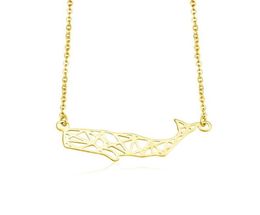 Senfai Nieuwe aankomst Knippen Design Copperstainless Steel Animal Origami Whale Shape Hollow Pendant Necklace Choker Jewelry Party9463941