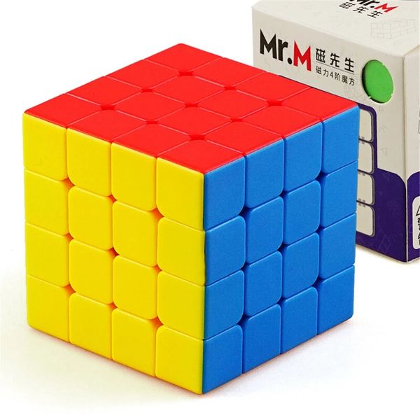 Sengso 4 * 4 * 4 Cubes magiques magnétiques Jeux de vitesse professionnelle Jeux adultes enfants éducatifs Jouets pour cadeaux pour enfants - Noir