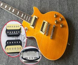 Guitare Slash jaune personnalisée senior Seymour Duncan Pickups Slash Appetite AFD VOS Flamed Top guitare électrique jaune une pièce b3586651