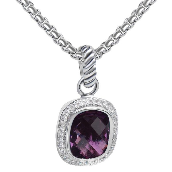 Collier en argent sterling 925 avec diamants de styliste senior, bijoux DY, pendentif de luxe pour femmes et hommes, pierre précieuse carrée de 15 mm, livraison gratuite, cadeau de Saint-Valentin