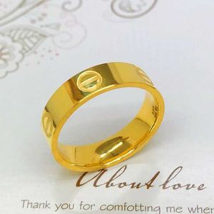 Senior designerkaarten 999 Volledige gouden ring gesloten paar gewone ring goud gewikkeld zilveren ring gladde gezicht heren en dames paar ring mode