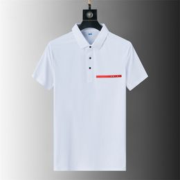 Diseñador senior Camisa polo para hombre Camiseta para mujer Cofre Triángulo Carta Etiqueta Estampado Moda Manga corta Seda de hielo Polo Cuello Ropa M-3XL