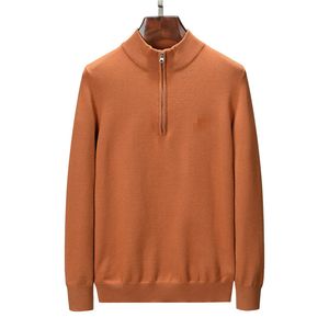Senior Designer Polo Pull Chemise en laine épaisse demi-fermeture éclair col haut pull chaud brodé pull tricoté marque sweat-shirt de haute qualité