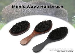 Senior Puur Natuurlijke Varkenshaar 360 Wave Haarborstel Voor Mannen Gezicht Massage Gezichtshaar Drogen Reinigingsborstel Salon Styling Tools9944274
