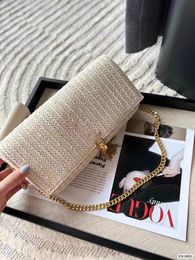 Senior gevoel van airgrass gevlochten tas vrouwelijke trend parelketting tas ins mode patchwork cilinder schoudertas designer tas draagtas Messenger Chain Hoge kwaliteit