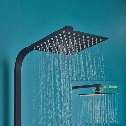 Senlessen badkamer douchekraan zwart 8/10/12 inch regenval douchekop muur gemonteerde doucheset koud en warmwatermixer tap