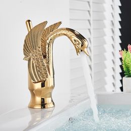 Robinet Senlesen Golden Swan Basin pour salle de bain pour lavabo à lavabo de luxe nordique Tapes de lavabo de luxe nordique Crine de mélangeur à eau froide chaude