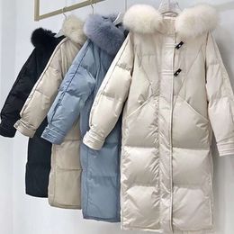 Senma, invierno, blanco nuevo, plumón de pato, ropa de mujer, traje largo hasta la rodilla sobre el pan, abrigo versión coreana para mujer