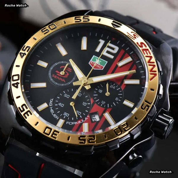 Senna Tag Heure Watch Top Brand Tag F1 Racing Series Luxury Mens Mens Watch Sports Silicone Strap Super Luminal Tag Watch Automatic Designer Watch 842