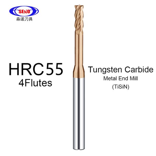 Seno 1pcs HRC55 HRC65 Tungsten Carbide End Milling Metal Cutter CNC Router Bits End Mills para procesamiento de torno
