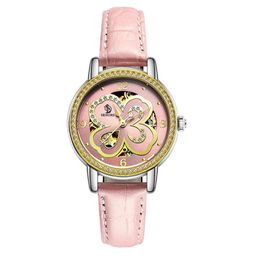 SENORS wengle New Clover Automatic Ms relojes mecánicos de alta calidad de cuero genuino comercio a través de la parte inferior relojes de mujer 2706