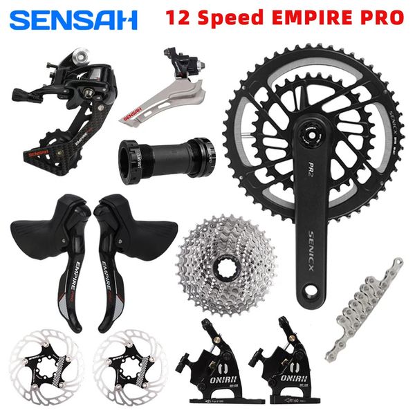 Sensah 2x12 Speed ​​Empire Pro Road Bike Groupset avec des freins à disque hydrauliques Crankset 12v Chaîne de cassette de Shifter pour 105 R7000 231221