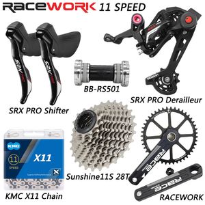 Sensah SRX Pro 1x11 Speed ​​Road Bike Group Group Shifter Derilleurs Racework Crankset 1701725175mm 404244t Bicycle de chaîne 231221