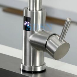 Robinets de cuisine numérique tactile sensibles avec pulvérisateur pull-bower à froid Tire de la cuisine Tap de cuisine Digital Touch Kitchen Faucet