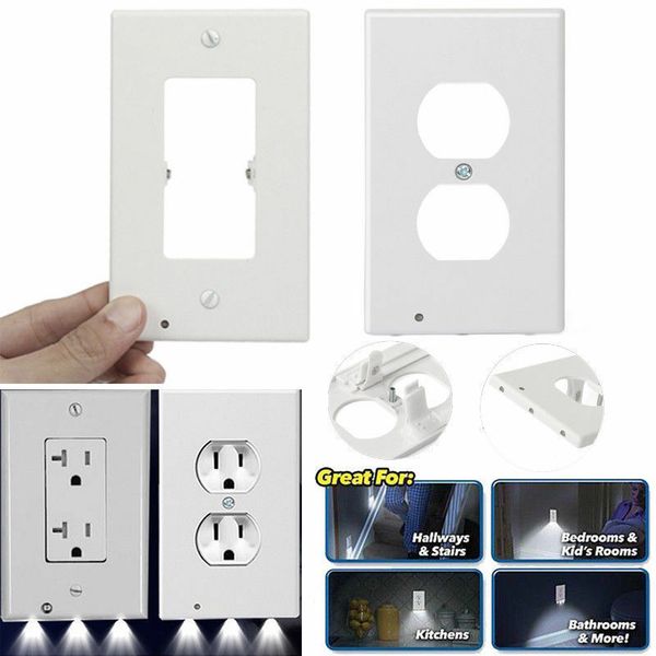 Capteur lumières couvercle de prise LED veilleuse PIR capteur de mouvement lumières de sécurité ange prise murale couloir chambre salle de bain