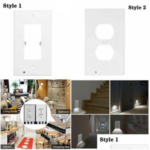 Sensor de luces Enchufe Er Pir Lámpara de seguridad de movimiento Toma eléctrica Placa de pared con luz nocturna LED para pasillo Dormitorio Baño Pasillo Ba Dhcxc