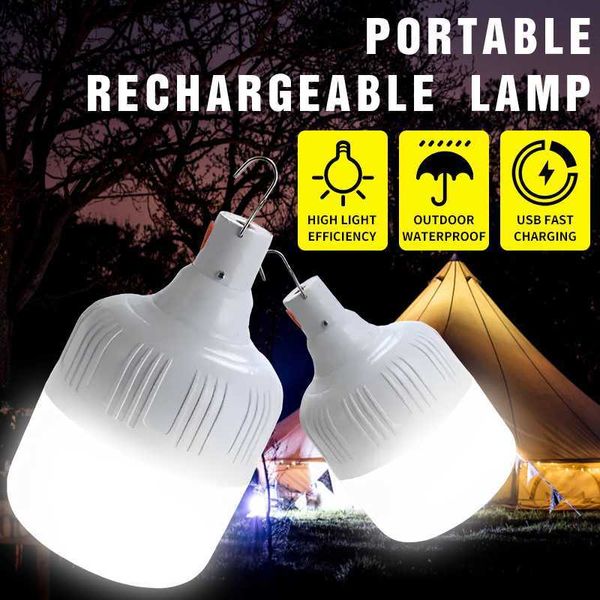 Lumières de capteur Lampe de tente portable Lanterne de batterie rechargeable USB Ampoule de camping en plein air LED Lumières de secours pour lampe de poche de pêche R230606