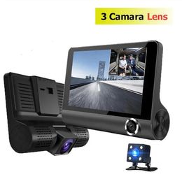 Capteurs voiture DVR 3 caméras objectif 4.0 pouces Dash caméra double objectif avec caméra de recul enregistreur vidéo enregistreur automatique Dvrs Dash Cam