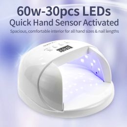 Sensoren Siminail High Power UV LED Nail Lamp 60W Nageldroger Gel Pools voor snel uithardende handen voeten met 4 LCD -display