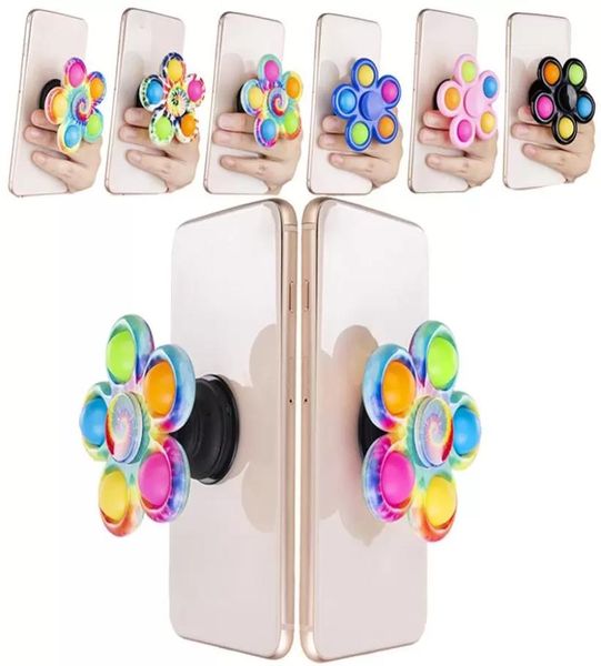 Support de téléphone portable à bulles sensorielles Spinners Jouet Support de téléphone en silicone avec anti-stress Anxiété Pression Doigt Bulle Push Toys2442948