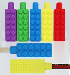 Collier à mâcher sensoriel blocs de construction à mâcher enfants Silicone mordant crayon Topper jouet de dentition apaisant brique à mâcher pour les enfants M1566698212