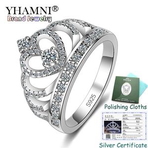 Certificat d'argent envoyé 100% 925 STERLING Silver Princess Queen Crown Engagement Anneau Luxury CZ Zircon Jewelry KP017230O