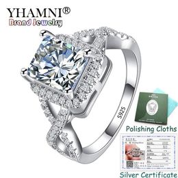 Certificat en argent envoyé Fine Jewelry Original 925 Silver Ring Top 8 6 mm 2 5ct CZ Zircon Anneaux de mariage Gift pour les femmes KPR065190W