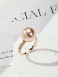 Senyu Fashion Simple One Bel Pearl Open Rings Personnalité Design Luxury Anniversary Gift Pave CZ Jewelry for Wedding Bride 240424