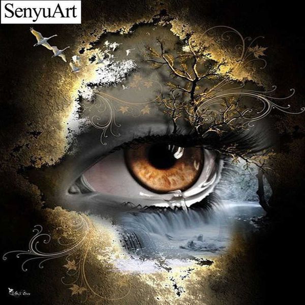 SenyuArt-pintura de diamante 5D, cuadro bordado redondo completo, mosaico de ojos, accesorios de diamantes de imitación, Kits de punto de cruz, artesanía, decoración del hogar