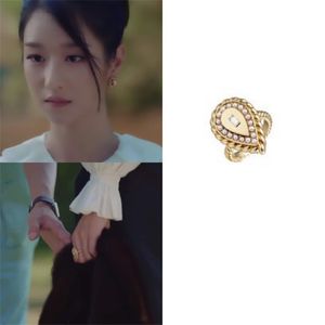 Seo Yea Ji Korean Drama Star Style 2021 moda anillo abierto en forma de gota ajustable