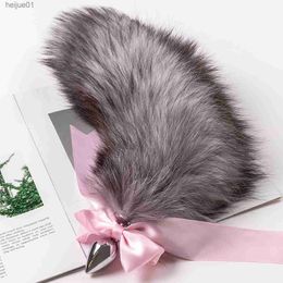 Plug anal séparable Bowknot Real Fox Tail Cosplay Butt Plug Anal Sex Tail Produits pour adultes Anal Sex Toys pour femme Couples Hommes L230518