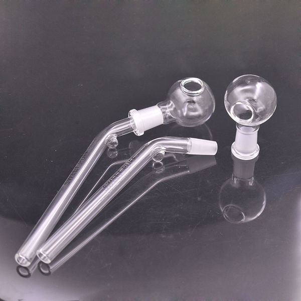 Séparez deux parties Pipe à fumer à la main 30 mm Tube épais en verre Tuyau de brûleur à mazout Tobcco Clous à huile d'herbes sèches Pyrex 10 mm Tuyau en verre commun 5 pièces