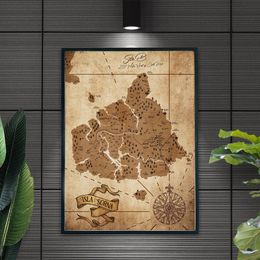 Sepia Vintage Jurassic Park Map Poster Dinosaur