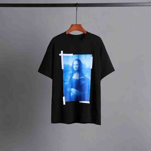 Diseñador de moda pintura al óleo algodón mangas cortas camiseta para hombres camiseta casual tops de impresión de espalda de blanco negro para hombre
