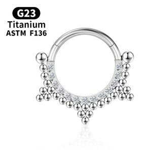 Septum Piercing Clicker nez anneau Zircon Cartilage spirale G23 titane boucles d'oreilles Labret Tragus Piercing or Helix