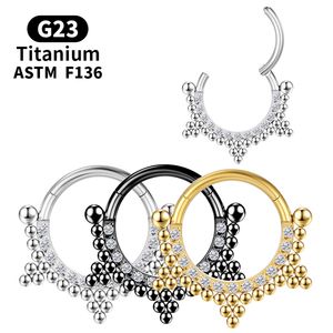 Septum Piercing Clicker Neusring Zirkoon Kraakbeen Spiraal G23 Titanium Oorbellen Labret Tragus Piercing Goud Helix Lichaam Sieraden