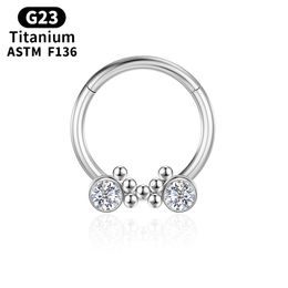 Septum Piercing G23 Titanium Hinge Segment Cartilage Tragus Nose Ring Daith Helix Clicker Boucles d'oreilles Zircon Body Bijoux