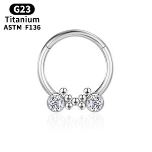 Septum Piercing G23 titane charnière Segment Cartilage Tragus nez anneau Daith Helix Clicker boucles d'oreilles Zircon bijoux de corps