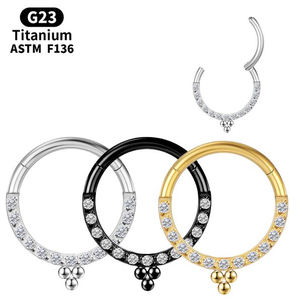 Septum Piercing Helix Tragus Zircon titane nez anneau cerceau femme G23 industriel Cartilage boucles d'oreilles Labret Clicker bijoux de corps