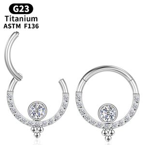 Septum Piercing Sexy Neusring Tragus Kraakbeen Scharnier Segment Titanium Zirkoon Vrouwen G23 Daith Helix Clicker Bal Lichaam Sieraden