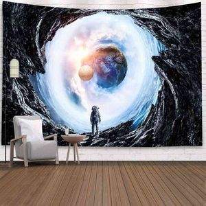 Sepyue Fantasy Space Astronaut Tapiz Galaxy Tapiz Spaceman Starry Art Print Colgante de pared para la decoración del hogar J220804