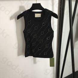 Percet lettre tricotée Veaux Femmes Simple Crop Top à cou de cou rond