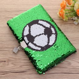 Sequin Football Journal Secret Diary with Lock, Notebook Private Journal Football Notebook Gifts for Boy Girls