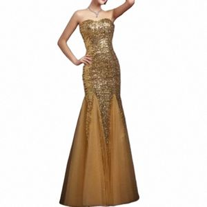 Paillettes Gaze Fishtail Soirée Dr Champagne Lace Up Tube Tops Demoiselle D'honneur Dres Fête De Mariage Paillette Bal Dr Été W5sN #