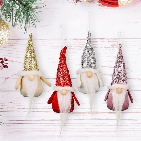 Sombrero de Lentejuelas Rudolph Dolls Kids Party Gift Gnomos Elf Sin Rostro Árbol de Navidad Colgante Nuevo Juguete de Peluche Oro Plata Decoraciones Suministros 3 2hb Q2