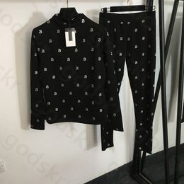 Chemise à paillettes avec lettres, pantalon de survêtement pour femmes, pull, chemise de Base, classique, taille haute, pantalon extensible, Leggings, ensemble de Yoga