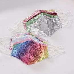 Sequin Masker Zomer Dames Mode Ademend Doek Maskers Herbruikbaar Stofdicht Wasbaar Volwassen Gezicht Mond Maskers 10 Kleur