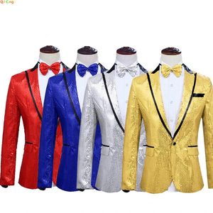 Sequin Party Blazers Pak Jas Mannen Charm Casual Prestaties Jas One Button Fit Lange Mouwen Jassen Jassen Nachtclub tops 240306