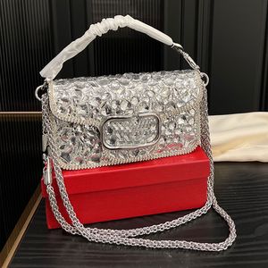 Sac à épaule de perle de paillettes Sacs en cuir authentiques Rebus de bourse de messager Boucle de diamant complet Decoration Top Quality 10A Designer Crossbody Sacs