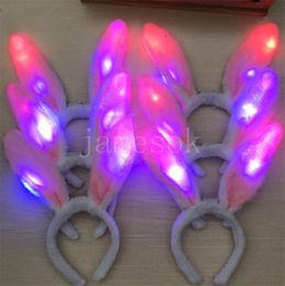 Pailletten Pluche Konijn Bunny Oren Hoofdband LED Gloeiende Haarband Neon Party Gift Cosplay Bruiloft Verjaardag Lichtgevende Festival db895